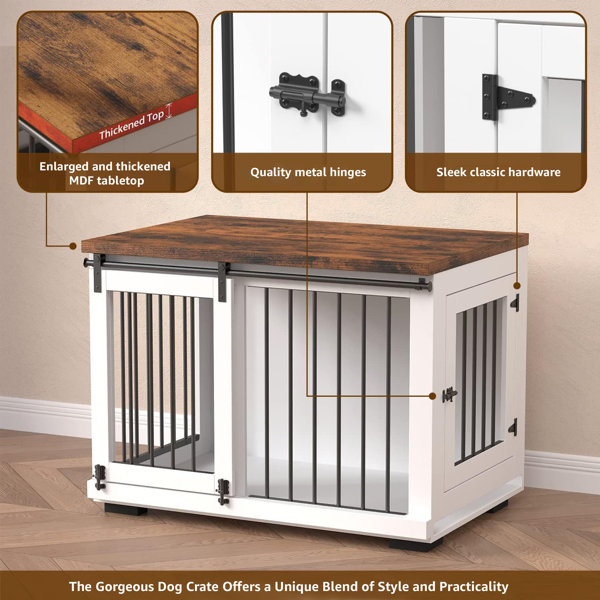 Tucker Murphy Pet™ Sliding Double Doors Dog Crate Furniture Style Pet